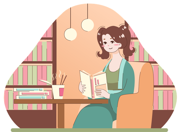 Livro de leitura de menina  Ilustração