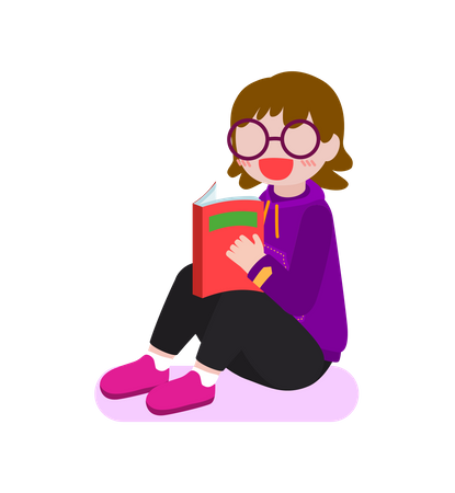 Livro de leitura de menina  Ilustração