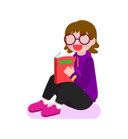 Livro de leitura de menina  Ilustração