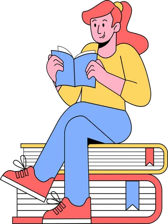 Livro de leitura de menina  Ilustração