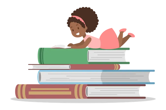 Livro de leitura de menina  Ilustração