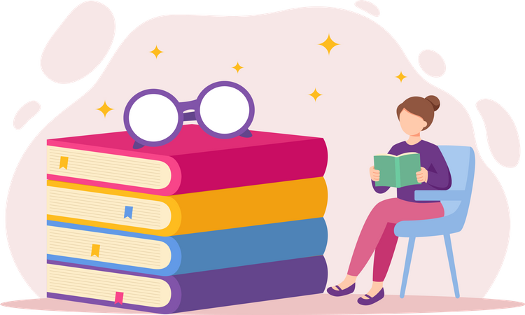 Livro de leitura de menina  Ilustração