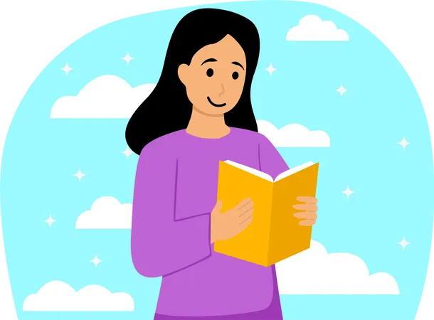 Livro de leitura de menina  Ilustração