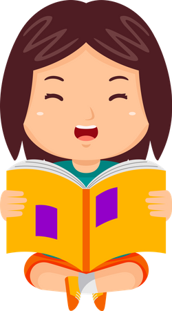 Livro de leitura de menina  Ilustração