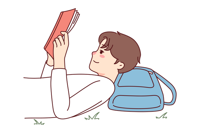 Livro de leitura de menino  Ilustração
