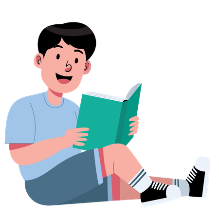 Livro de leitura de menino  Ilustração