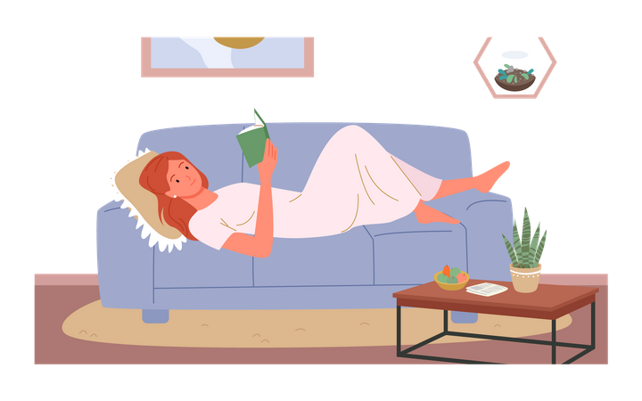 Mulher lendo livro  Ilustração