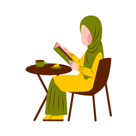 Mulher árabe lendo livro  Ilustração