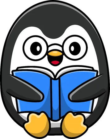 Livro de leitura de pinguim  Ilustração