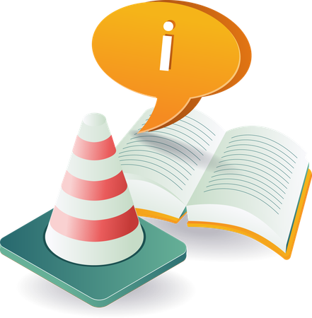 Livro de informações com cones de trânsito  Ilustração