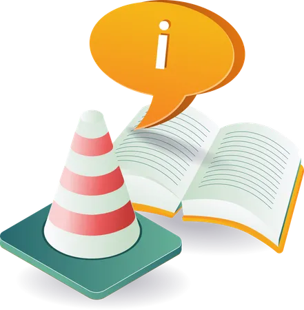 Livro de informações com cones de trânsito  Ilustração