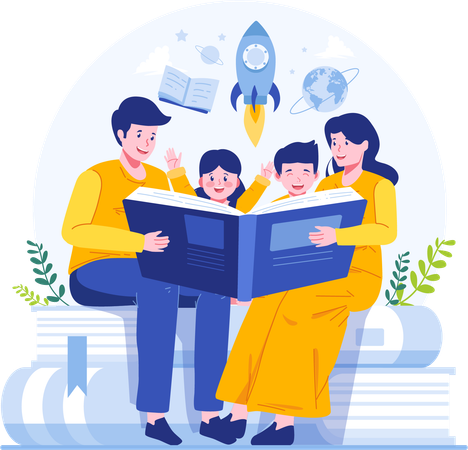 Livro de leitura em família  Ilustração