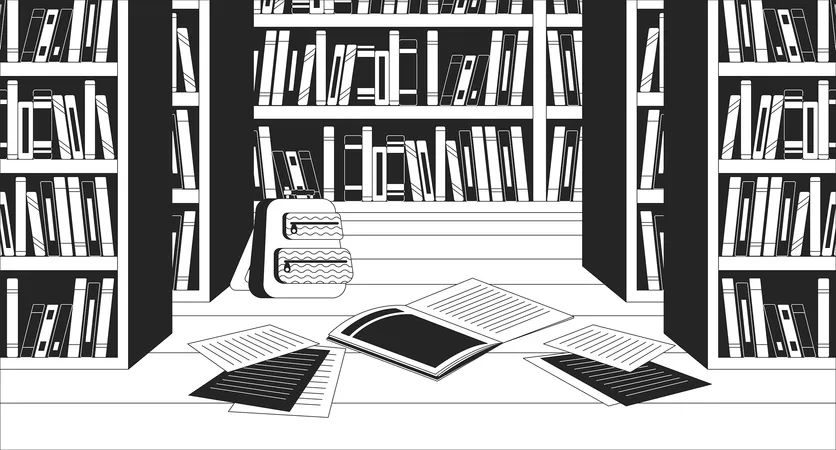 Estantes de livros biblioteca  Ilustração