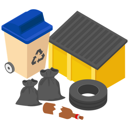 Lixeira e local  Ilustração
