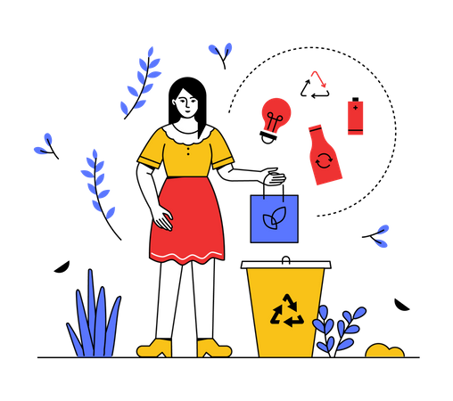 Reciclagem e triagem de lixo  Ilustração