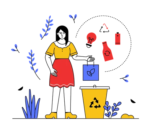 Reciclagem e triagem de lixo  Ilustração