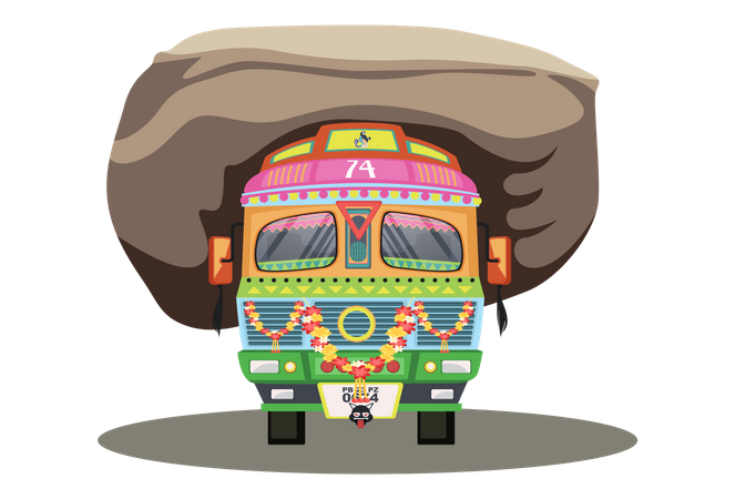 LKW mit Überladung  Illustration