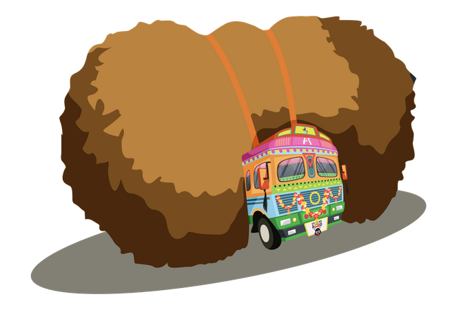 LKW mit Überladung  Illustration