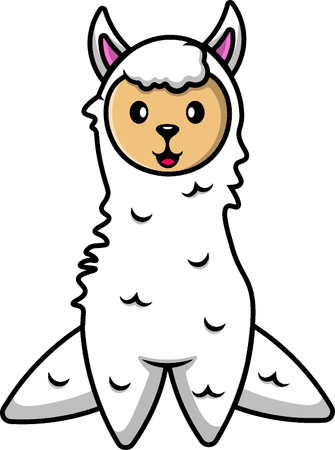 Llama Alpaca Sitting  Illustration