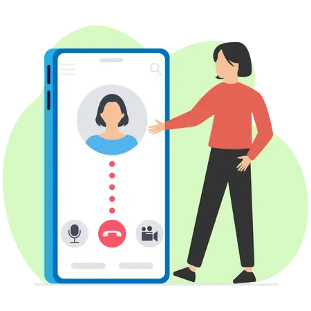 Llamadas en línea a través de un teléfono inteligente  Ilustración