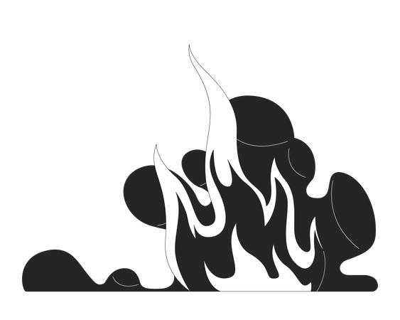 Llamas de fuego con humo elevándose  Ilustración