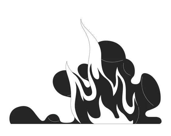 Llamas de fuego con humo elevándose  Ilustración