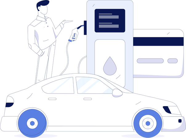Llenar gasolina en el auto  Ilustración