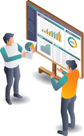 Análisis de datos de lluvia de ideas en equipo para el desarrollo empresarial  Ilustración