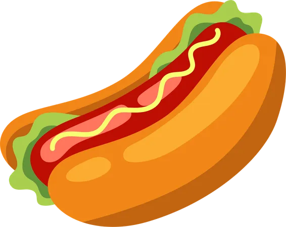 An Appetizing Hot Dog Topped With Relish Mustard And Onions Captured In Vibrant Colors In This Fun Illustration Illustration
