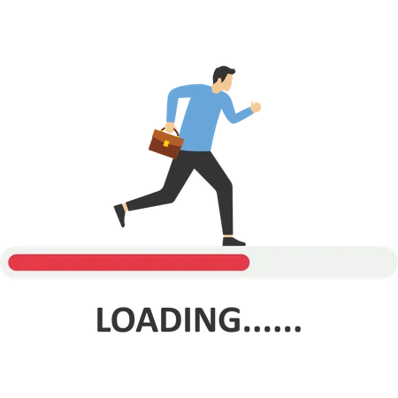 Loading Bar Almost Complete With Business Vector Illustration In Flat Style 일러스트레이션