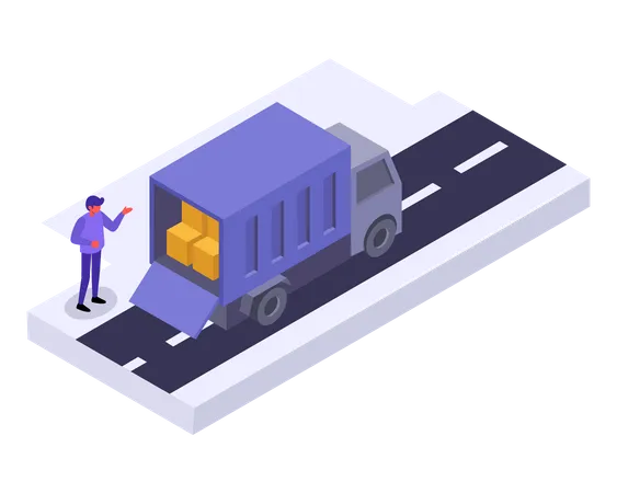 Loading delivery truck Illustration