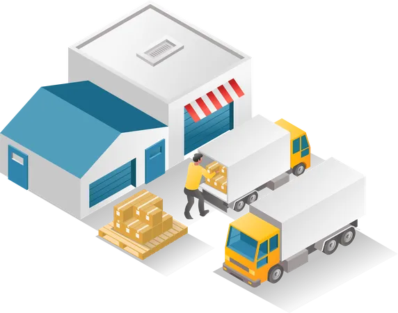 Loading delivery truck Illustration