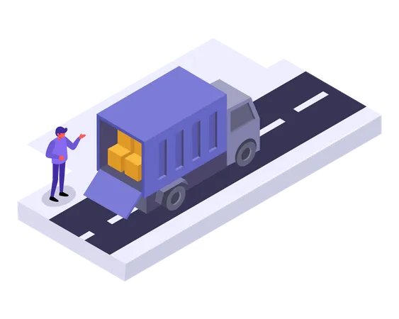 Loading delivery truck  Illustration