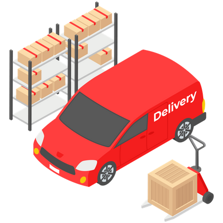 Loading in Delivery Van Illustration