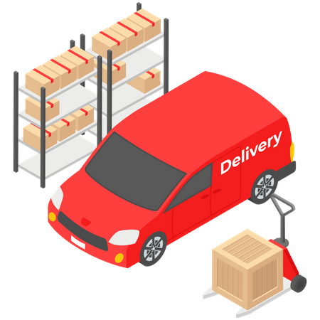Loading in Delivery Van  イラスト