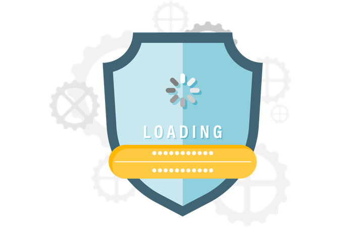 Loading login process with shield  Illustration