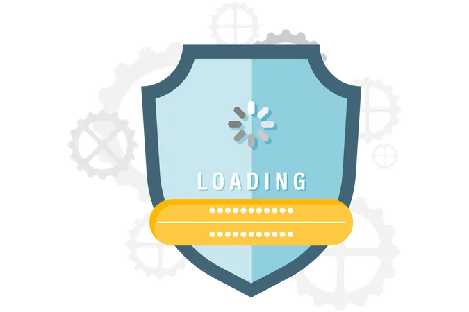 Loading login process with shield  Illustration