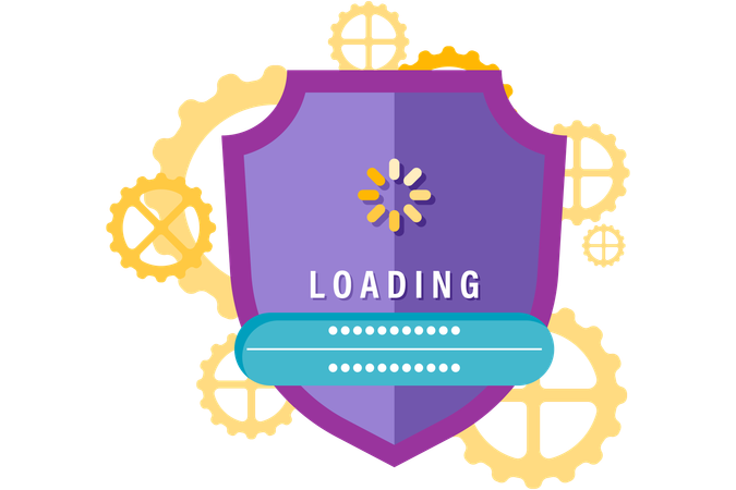 Loading login process with shield  Illustration