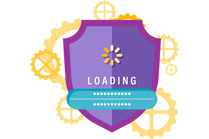 Loading login process with shield  Illustration