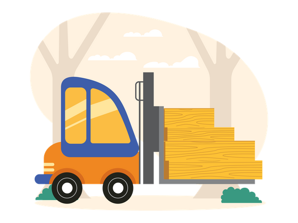 Loading logs on forklifter  Illustration