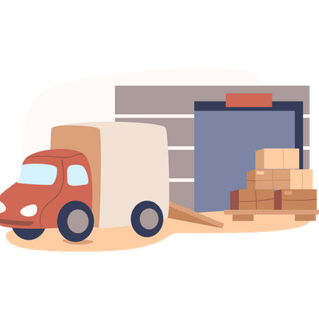 Loading parcels in truck Illustration