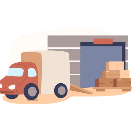 Loading parcels in truck  Illustration