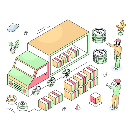 Loading parcels in truck  Illustration