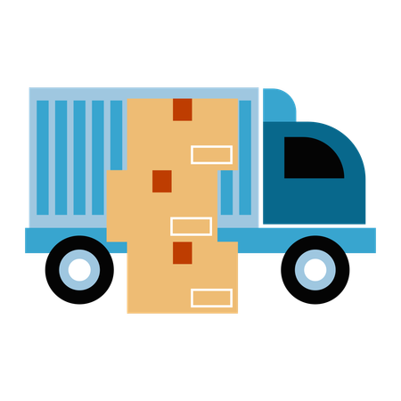 Loading shipment into delivery truck  Illustration