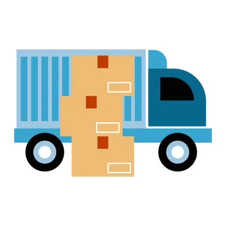 Loading shipment into delivery truck  Illustration