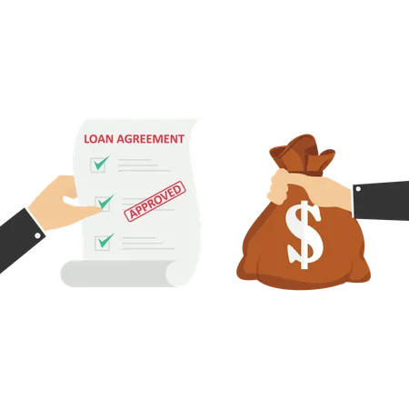 Loan Agreement Borrow Money From Bank Mortgage Debt Or Obligation To Pay Back Interest Rate Personal Loan Or Financial Support Illustration