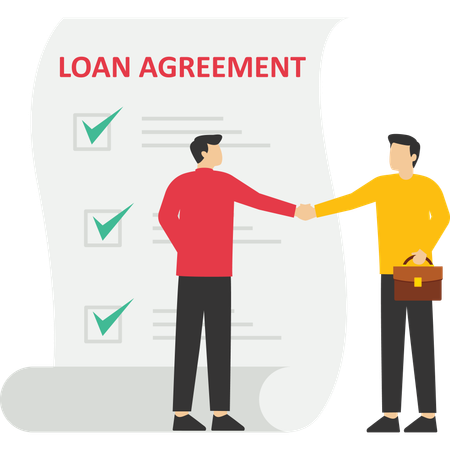 Loan agreement borrow money from bank  イラスト