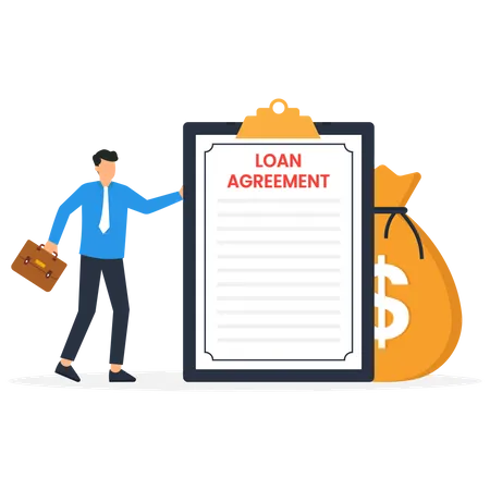 Loan agreement borrow money from bank  Illustration