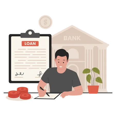 Loan Agreement Signing Concept Illustration Illustration For Website Landing Page Mobile App Poster And Banner Trendy Flat Vector Illustration Illustration