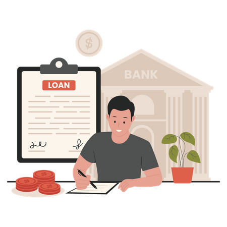 Loan agreement signing  Illustration